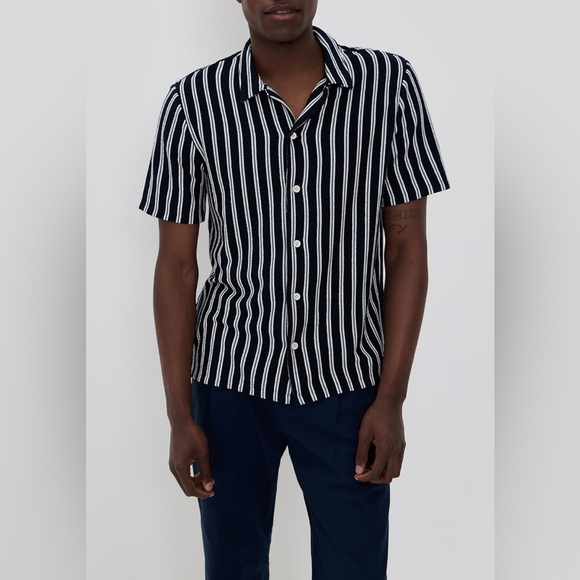 Madewell Blue/Gray/White Lisbon Short Sleeve Button Up Shirt NWT - Picture 4 of 12